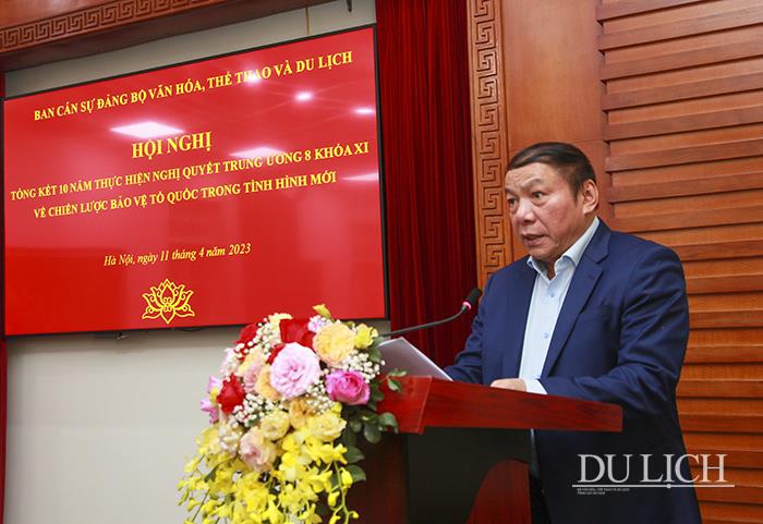 Bí thư Ban Cán sự Đảng, Bộ trưởng Bộ VHTTDL Nguyễn Văn Hùng phát biểu khai mạc Hội nghị